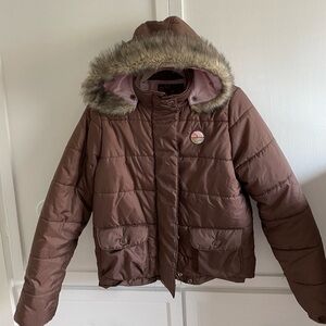 Roxy Down Insulated Hooded Jacket Full Zip and Snapped Buttons Size M Like New